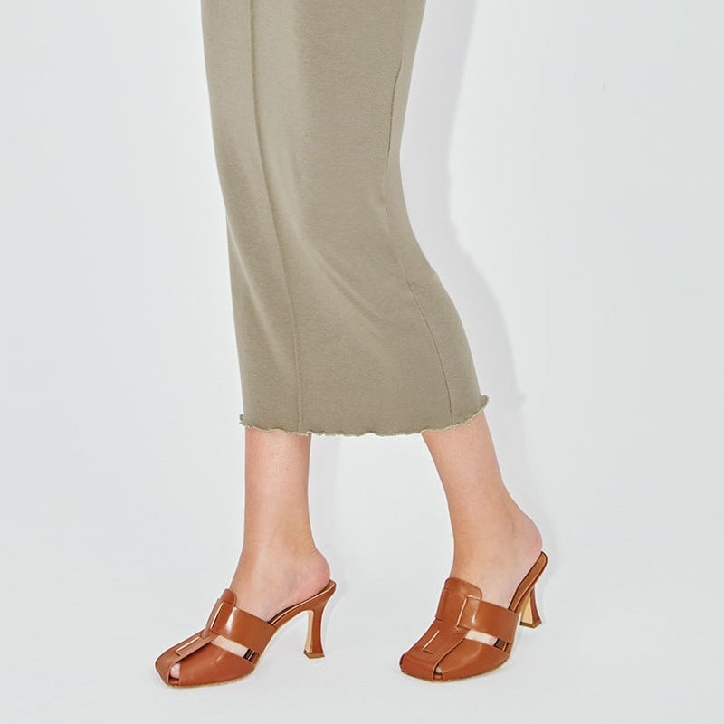 Woven Shoe Upper Mid Heel
