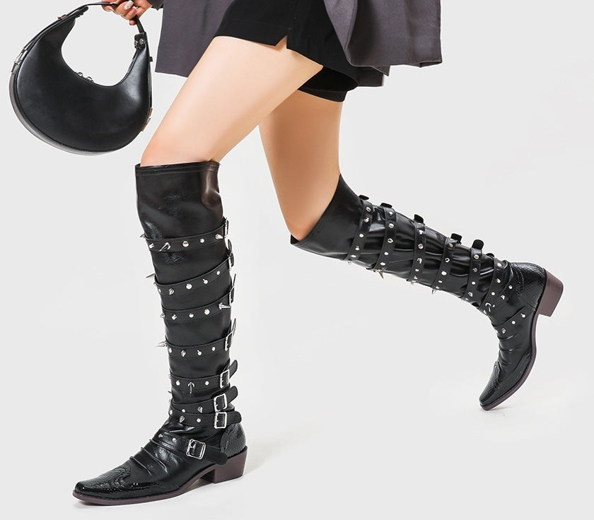 Wide Tube Pointed-toe Cowboy Boots