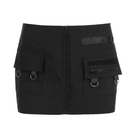 Asymmetric Metal Buckle Skirt
