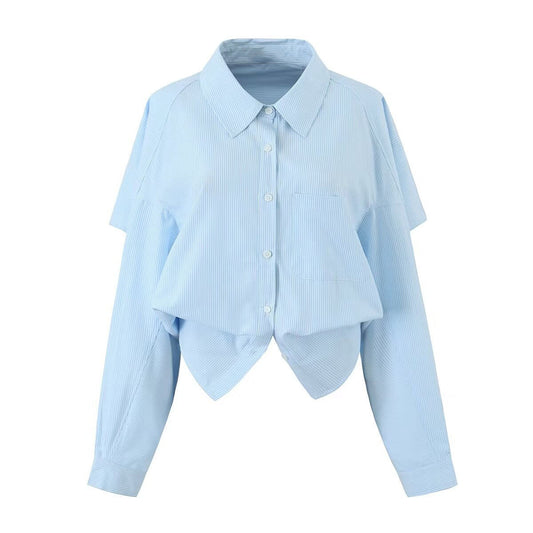 Blue Striped Long-sleeved Shirt