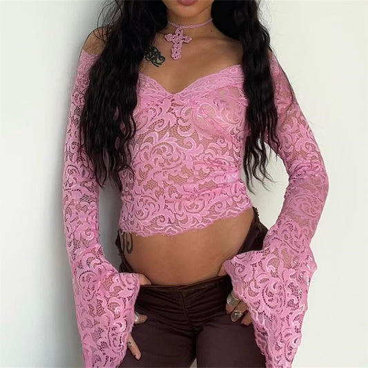 Vintage Lace Floral Crop Top