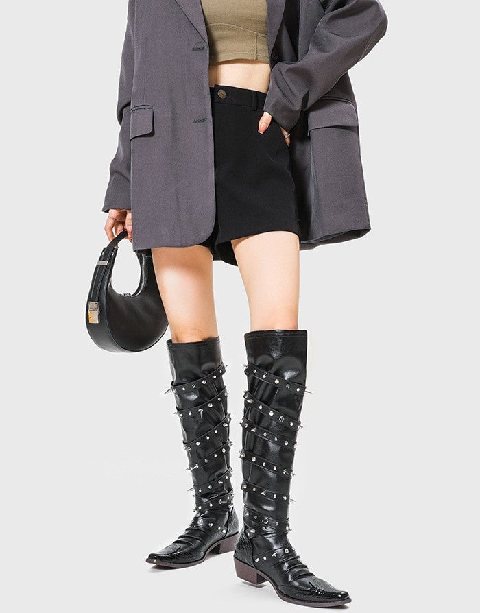 Wide Tube Pointed-toe Cowboy Boots
