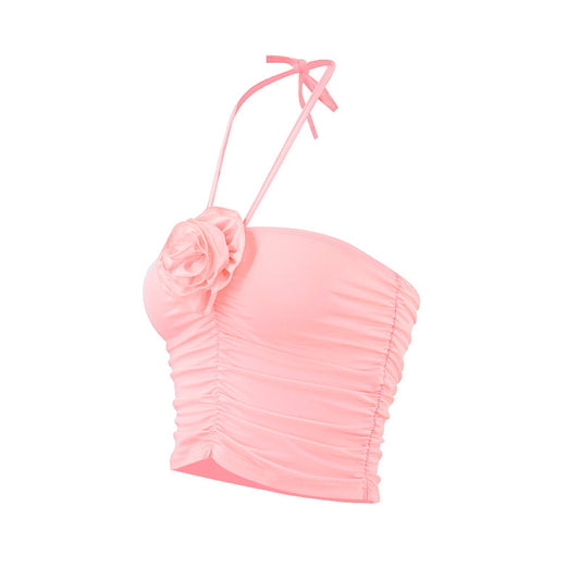 Three-dimensional Flower Pleated Top