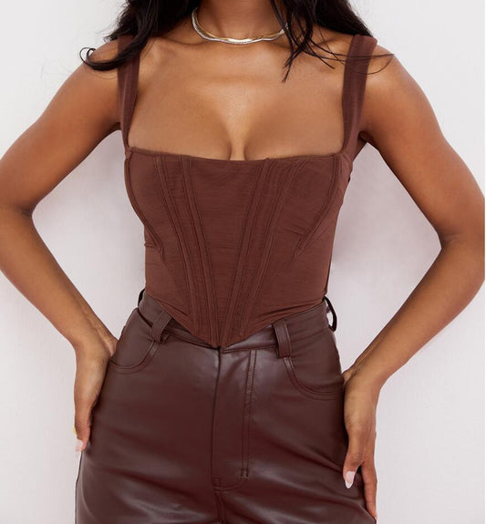 Fish Bone Square Neck Top