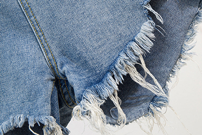 Denim Torn Edges Shorts
