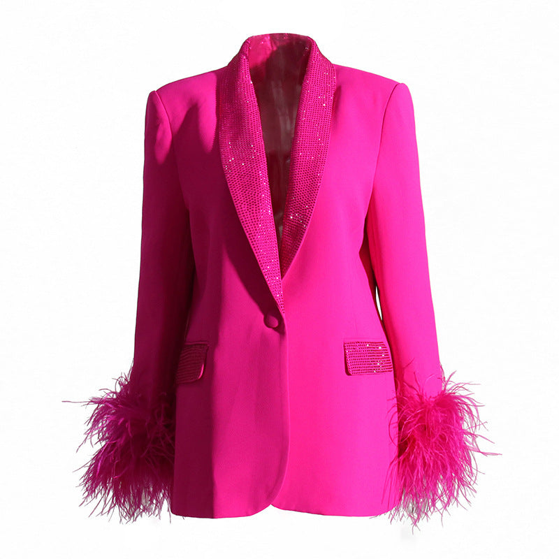 Elegant Shinny Collar Blazer