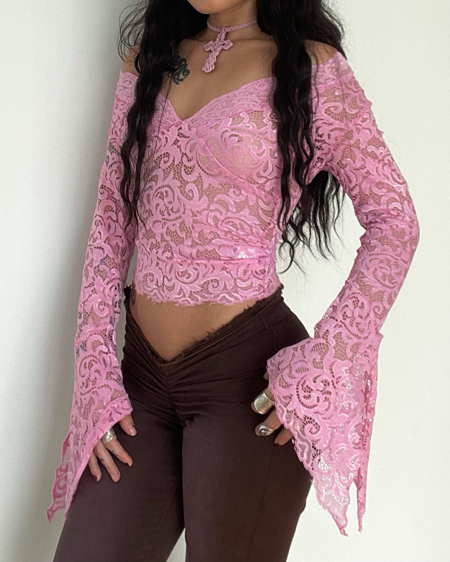 Vintage Lace Floral Crop Top