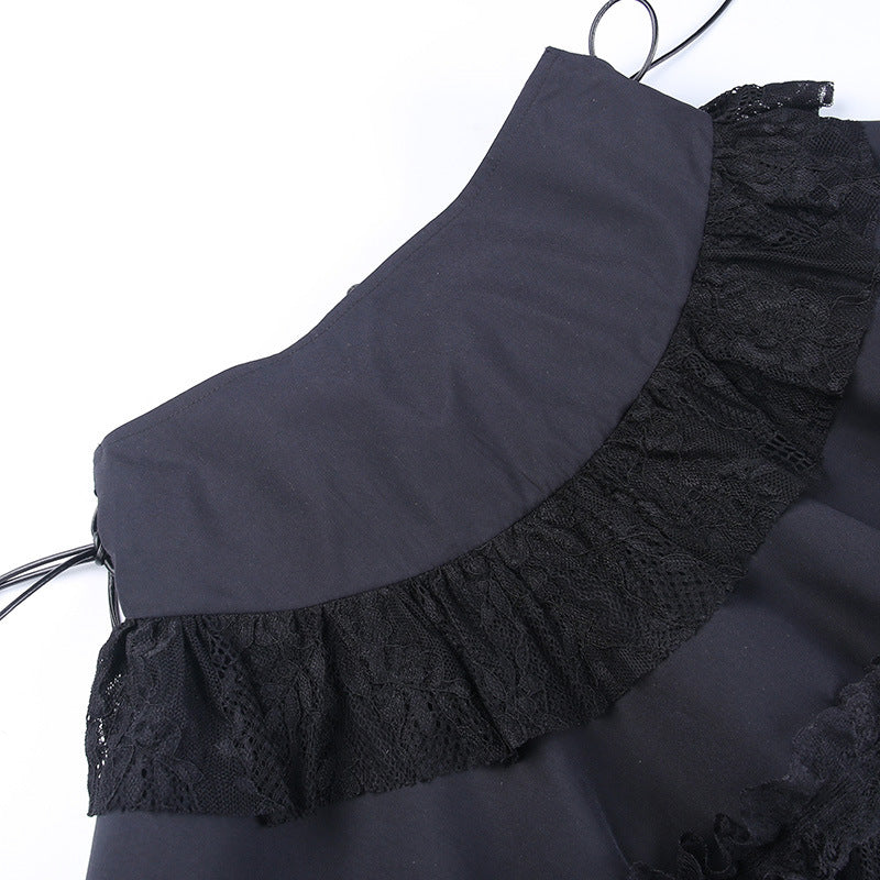 Zipper Stitching Lace Skirt