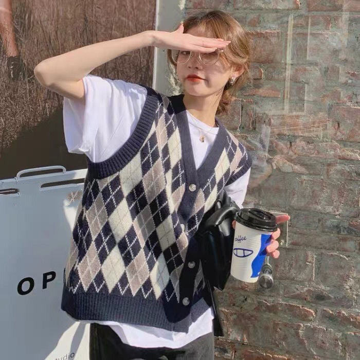 Diamond Plaid Vest