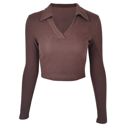Tight Thread Knitted Long Sleeve Blouse